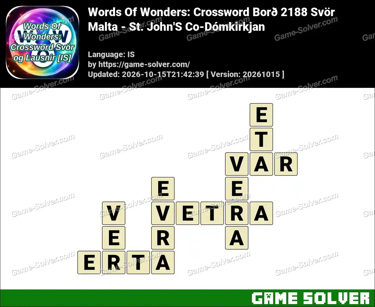 Words Of Wonders: Crossword Borð 2188 Svör – Malta – St. John’S Co-Dómkirkjan